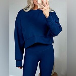 Abercrombie YPB NeoKNIT Mini Crew Sweatshirt in blue